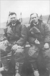 Captain John William Alcock andLieutenant Arthur Whitten-Brown at Clifden after the the successful flight. (COURTESY OF MICHAEL FREYER)