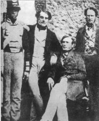 Plate 2. Thomas Francis Meagher and William Smith O'Brien and gaoler (on the right). At the time of this photograph they were under sentence of death.