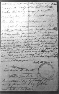 Fig.1. A threatening letter signed by 'Molly Maguire'. Note the ominous sketches of a rifle and coffin.