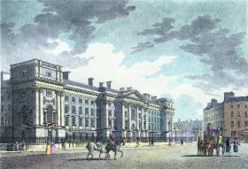 The east front of Trinity College by Robert Pool, engraved by John Lodge. Emmet and Moore first met there as undergraduates in 1794. (National Gallery of Ireland)