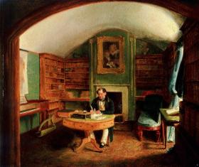 Thomas Moore in his study at Sloperton Cottage, English school. (National Gallery of Ireland)