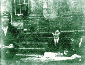 While filming Willy Ryan and his Colleen Bawn (1920) on location in Patrick Pearse’s St Enda’s, John MacDonagh, brother of Thomas, executed in 1916, found time to direct Ireland’s first-ever propaganda documentary, showing Minister for Finance Michael Collins presiding over the signing of Dáil bonds, with Emmet’s execution block serving as a symbolic table. (Kilmainham Gaol)