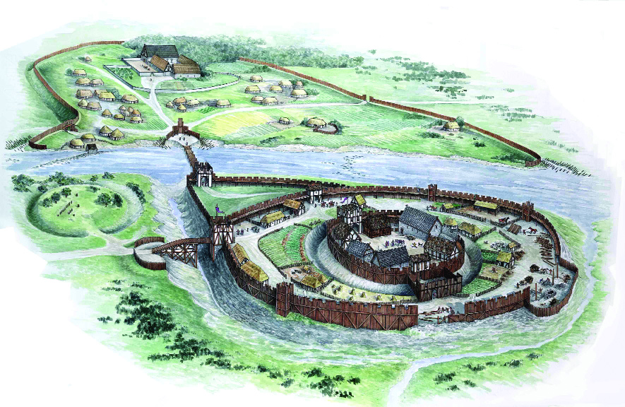 Artist's impression of the motte and bailey structure built by de Lacy at Trim (Uto Hogerzeil)