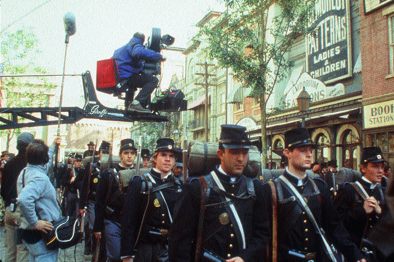 Regular troops enter the city to quell the riots-on the set of ‘Gangs of New York'.