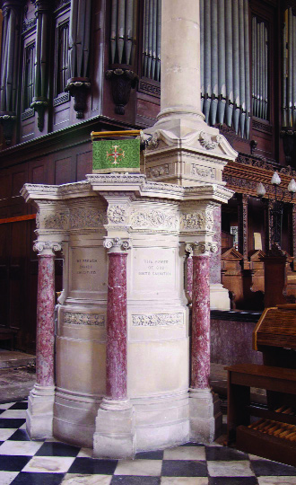 The pulpit in Waterford Cathedral from which Daly would have preached.