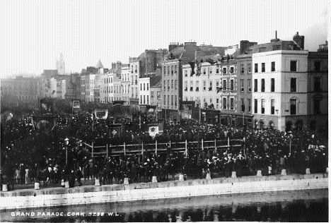 A temperance rally at Grand Parade, Cork. Temperance candidates scored some successes in the local elections of 1899. The Pioneer Total Abstinence Association was founded in the same year. (National Library of Ireland)