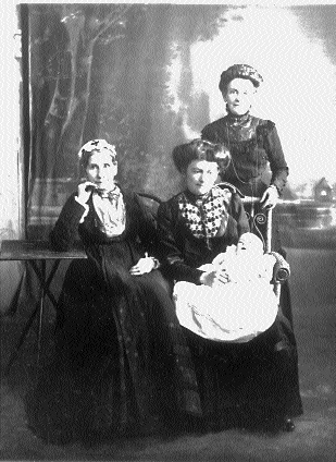 Four generations-Bridget in 1912, aged seventy-seven, with daughter Caroline, grand-daughter Ruby and great-grand-daughter Carrie.