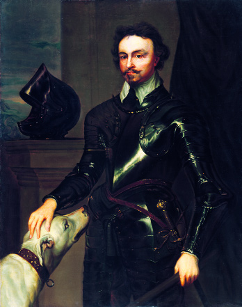 Portrait of Thomas Wentworth, first Earl of Strafford, lord deputy 1633-40, by an unknown artist after Sir Anthony Van Dyck. (National Portrait Gallery, London). Wentworth was painted three times by Van Dyck - as commander-in-chief with a submissive Irish hound, as a general with an army ready at the seaside and as a parliamentarian and administrator.