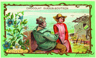 Chocolate manufacturer Guérin-Boutron's early twentieth-century series, ‘Fleurs avec Pays d'Origine'-the Irish flower is, surprisingly, the pervenche or periwinkle.