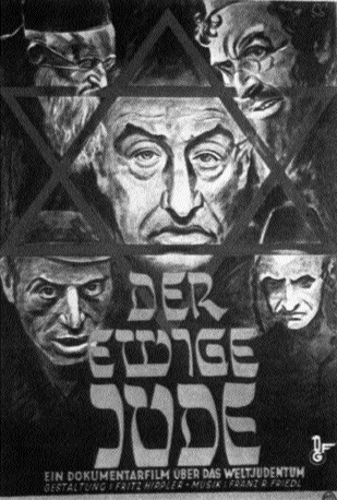Poster for The Eternal Jew: a documentary film on world Jewry, a typical example of Nazi anti-semitic propaganda-Pokorny's assertion that he sympathised with the aims of the Nazi government in spite of his Jewish background was to no avail: he was pensioned off in 1936.