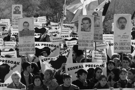 ‘Basque prisoners to the Basque Country'-relatives and supporters of ETA prisoners demonstrate in Vitoria, 3 December 1999. (AP/Jon Dimis)