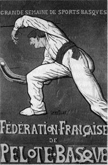 Pelota-a sport unique to Basques; 1930s poster. (Musée Basque, Bayonne)