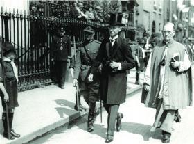 Governor-General James MacNeill about to enter the Pro-cathedral during the Eucharistic Congress in 1932. Note that he is all alone; there are no government ministers accompanying him. De Valera’s government snubbed MacNeill at every opportunity as part of the process of demeaning the office of governor-general. (Cork Examiner)