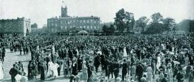 The garden party at Blackrock College during the Eucharistic Congress. The host, college principal Fr John Charles McQuaid, ensured that the papal legate and the governor-general did not meet on this occasion. (Sport and General)