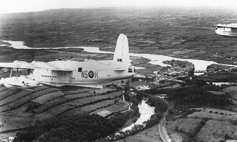 RAF Sunderland flying boats in 1945 over Beleek, on the Fermanagh/Donegal border, the last to avail of a flight corridor over Southern airspace under a secret 1941 agreement. (Ulster Aviation Society)