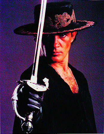 The latest Hollywood Zorro-Antonio Banderas in The Mask of Zorro (1998).