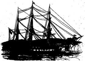 The USS Macedonian arrived at Cork with food aid from New York in summer 1847. Local newspapers used the occasion to contrast the generosity of the United States with the meanness of the British government. (Illustrated London News, 7 August 1847)