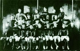 The first known photograph of O’Duffy (extreme right) as a young GAA activist with Monaghan’s 1914 hurling team. (Monaghan County Museum)