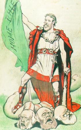 Nationalist cartoon depicting an all-conquering Parnell. 