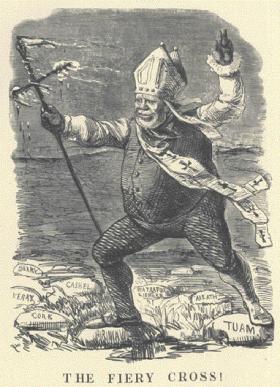 Mid-nineteenth-century cartoon of an all-conquering Archbishop Paul Cullen. (Multitext)