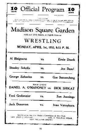 Danno tops the bill at New York’s Madison Square Garden in April 1935.