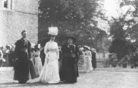 Queen Alexandra at St Patrick’s College, Maynooth. To express his disdain for the bishops’ entertaining of the royal couple, George Moore, in a scornful letter to the Irish Times, declared himself a Protestant. (MultiText)