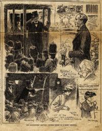 ‘The Huddersfield Election: Closing Scenes of a Short Campaign’. The Manchester by-election (1908) was not the first time that Eva Gore-Booth campaigned against Winston Churchill. In 1906 she supported a Labour candidate at a Huddersfield by-election. The Liberal candidate, Arthur Sherwell, was supported by Churchill, then a young MP. On that occasion the Liberal Party was victorious. (Daily Graphic, 28 November 1906)