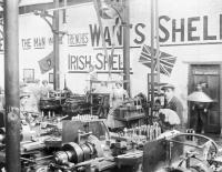 ‘THE MAN IN THE TRENCHES WANTS SHELLS—IRISH SHELL’ says the slogan on the wall at the National Shell Factory in Dublin. Work in the munitions factories at Parkgate and in the Dublin Dockyard Company saw working-class women earning more than many of their male counterparts. While the war was a liberating experience for women of all social classes, only those from working-class backgrounds were subjected to regular social censure, usually for spending leisure time in pubs and ‘the low saloon’ of O’Connell Street. (Imperial War Museum)