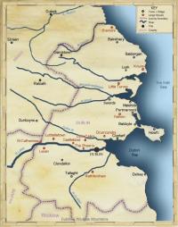Map of north County Dublin/east Meath, showing main places in the 1650s. (Tomás Ó Brógáin)
