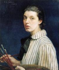 Sarah Cecilia Harrison, self-portrait, 1889. She was the first woman to be elected to Dublin Corporation. The allotments campaign was her most successful initiative. She is chiefly remembered for her championing of a gallery in the city to house the Hugh Lane collection. (Dublin City Gallery: The Hugh Lane)