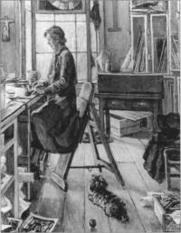 Evie Hone at work in her studio by Hilda van Stockun.(COURTESY OF THE NATIONAL GALLERY OF IRELAND)