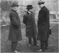 Eamon Duggan, Arthur Griffith and Michael Collins, the three Irish signatories to the Treaty.