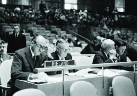 Aiken representing Ireland at the United Nations.(All images RTÉ Stills Library)