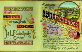 Colour advertisement for J. & L.F. Goodbody, jute manufacturers, Clara, King’s County, autumn 1890 Business Records, class 29.