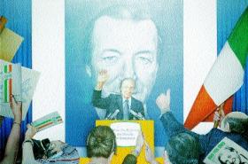 Robert Ballagh’s The Decade of Endeavour: Portrait of Charles Haughey—‘his reputation has fallen but his achievements remain’. (Private collection)