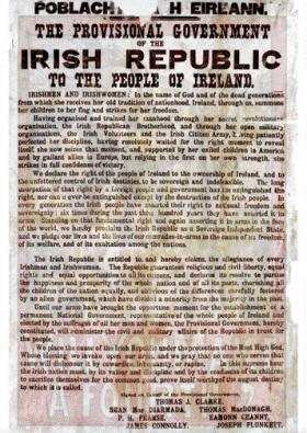 A 1916 Proclamation pasted over a British Army recruiting poster —a striking visual metaphor for the lack of recognition—until recently—accorded to nationalist Ireland’s role in the Great War.