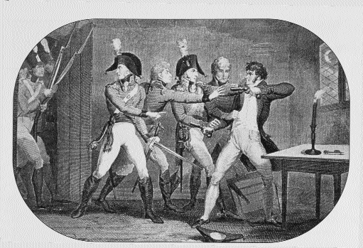 The arrest of Thomas Russell. (Walker's Hibernian Magazine, 1803)
