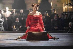 The execution of Mary Queen of Scots (Samantha Morton) is a lost opportunity for both gore and sentimentality. In real life her beheading took three chops of the axe and ended bizarrely with her lapdogs emerging from beneath her dress.