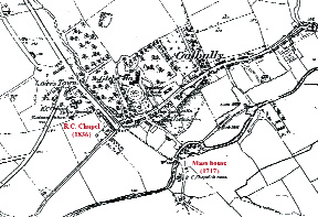 The village of Galbally-an example of Catholic chapel site improvement. (Ordnance Survey Ireland)