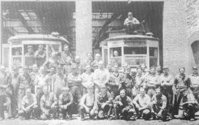 TWU members at the Kingsbridge repair shop of the Third Avenue Railways, New York, c. 1938.