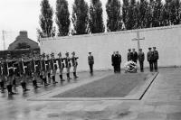 JFK honouring the graves of the 1916 leaders at Arbour Hill. So impressive were the Irish cadets who officiated there that his widow Jackie requested that they officiate at her husband’s graveside five months later. (RTÉ Stills Library)
