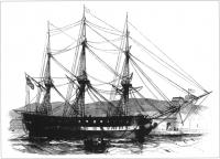 The USS Macedonian, the second of two American warships which brought food aid to Ireland in 1847.(Illustrated London News)