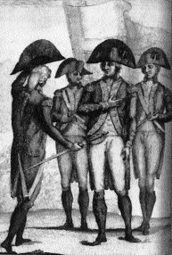 Humbert's surrender-whereas the fleeing clansmen at Culloden and the insurgents at Ballinmuck were cut down by cavalry, in both cases captured French soldiers were treated as bona fide prisoners of war, and returned fairly promptly to France. (Walker's Hibernian Magazine, September 1798)
