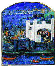 Fifteenth-century painting of the Tower of London where Creagh was imprisoned three times (often in chains) for a total of thirteen years between spring 1565 and his murder in December 1586. (British Library)