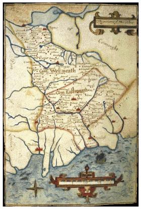 A 1587 map of Meath. (Trinity College, Dublin)