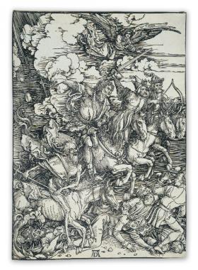 The Four Horsemen of the Apocalypse—Dürer put them into the same image for the first time. (Chester Beatty Library)