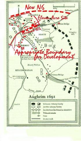 Map of the site of the Battle of Aughrim by Padraig Lenehan after G.A. Hayes McCoy’s Irish battles (1969).