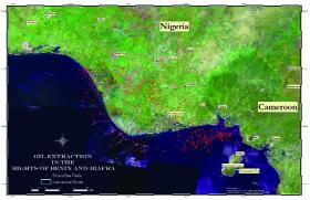 Map 5—oil extraction in the bights of Benin and Biafra today. (NASA)