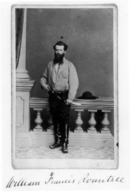With his high boots, hat and pistols, William Francis Roantree reflects a style more evocative of the American West than modes of dress in Victorian Ireland.