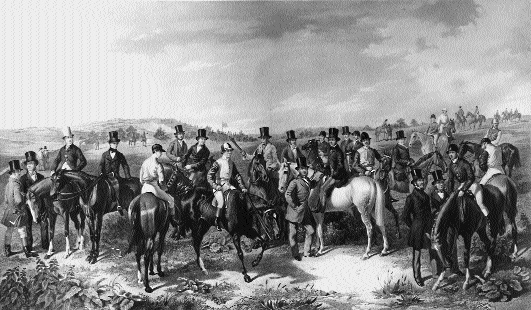 Painting of the riders in the Corinthian Cup, 1854, by Michael Angelo Hayes